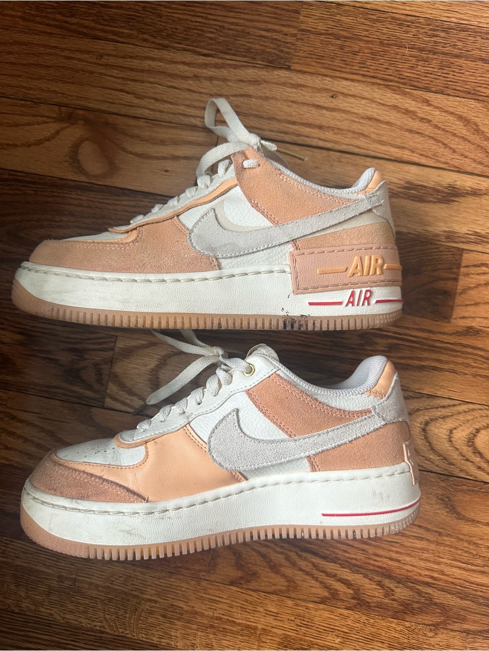 Nike Air Force 1s Sneakers in Peach & White